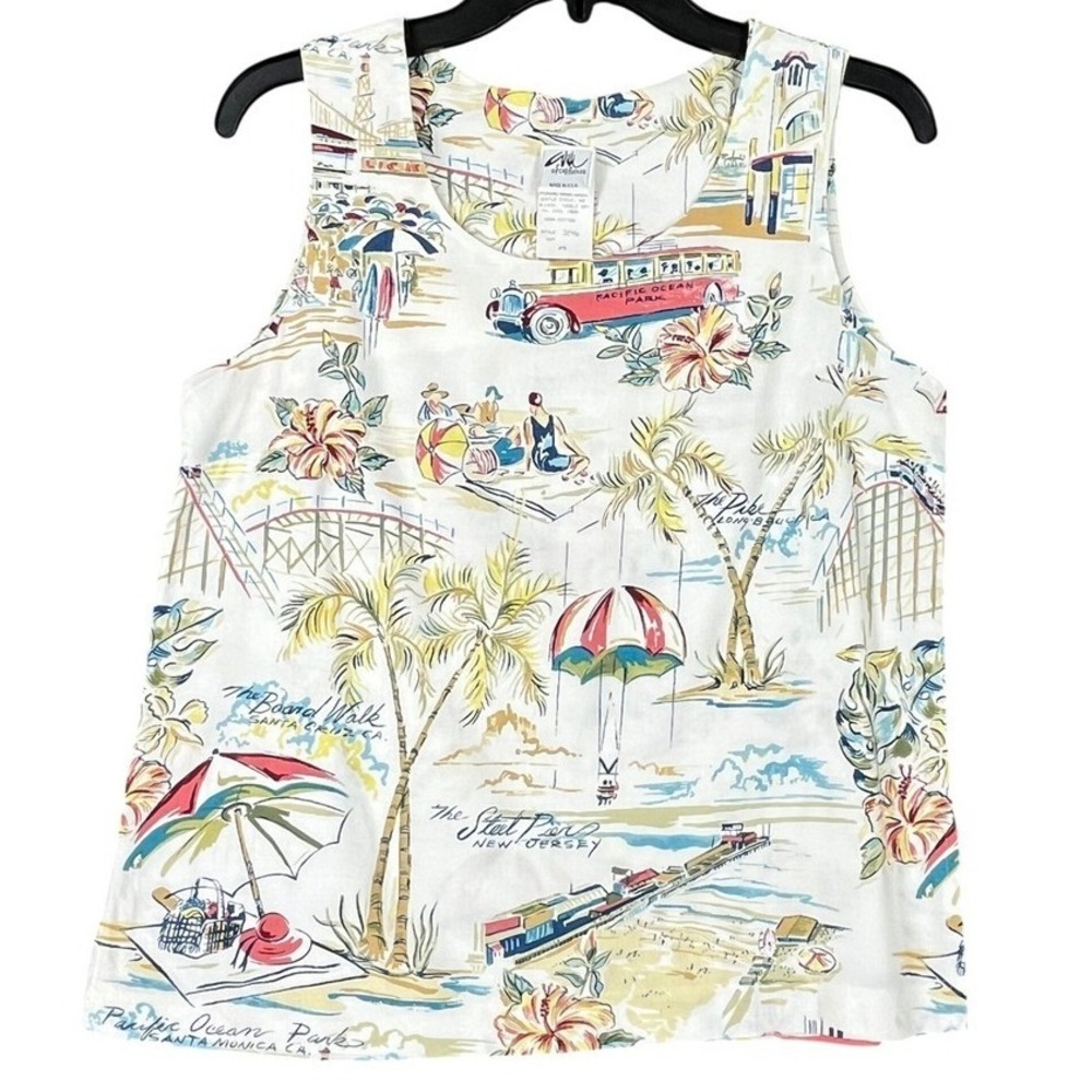 Willi of California Vintage Novelty Beach Print Tank Top‎ Santa Cruz Boardwalk 8